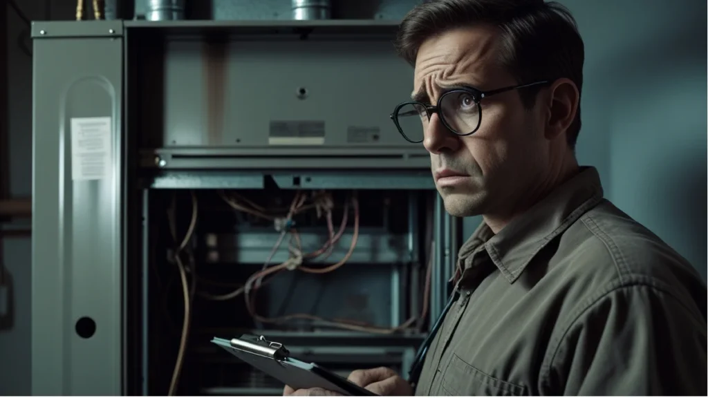 What is the Most Common Furnace Issues? 2 HVAC technician diagnosing and fixing most common furnace issues - dirty filter replacement and flame sensor inspection