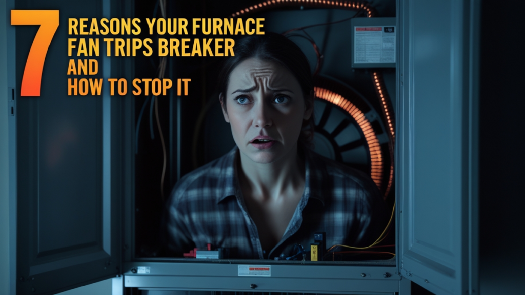 Technician repairing a furnace fan after a furnace fan trips breaker problem to restore safe operation.
